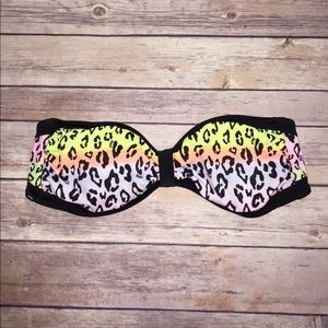 PINK Neon Leopard Bandeau Bikini Top